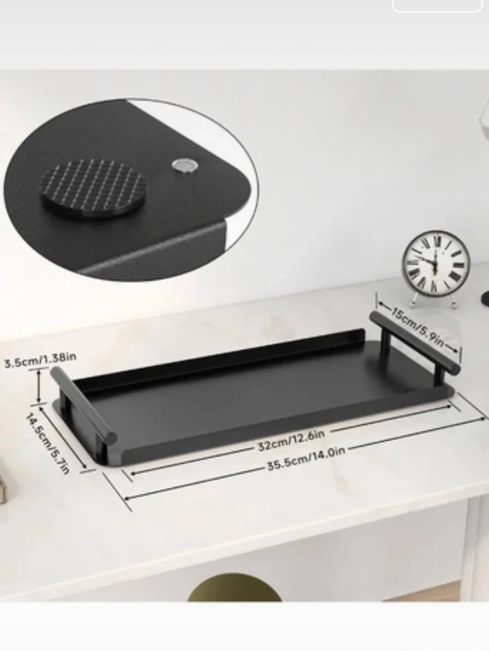 Matte Black Bathroom Tray Organizer - Minimal Home Bath Shelf